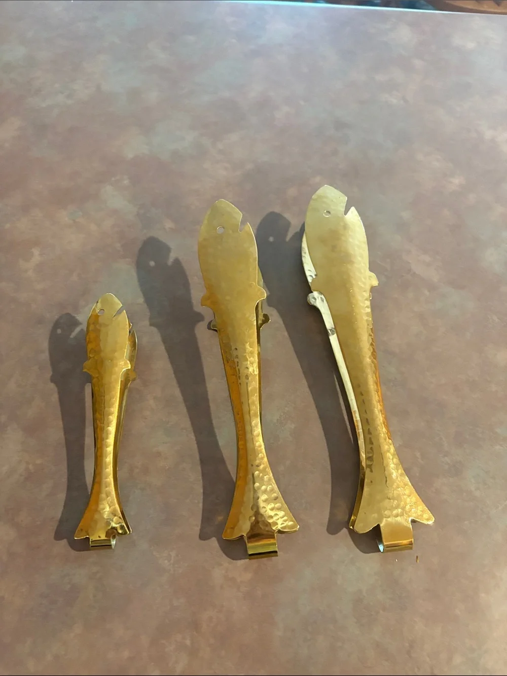 Anthropologie Set of 3 Gold Fish Serving Tongs